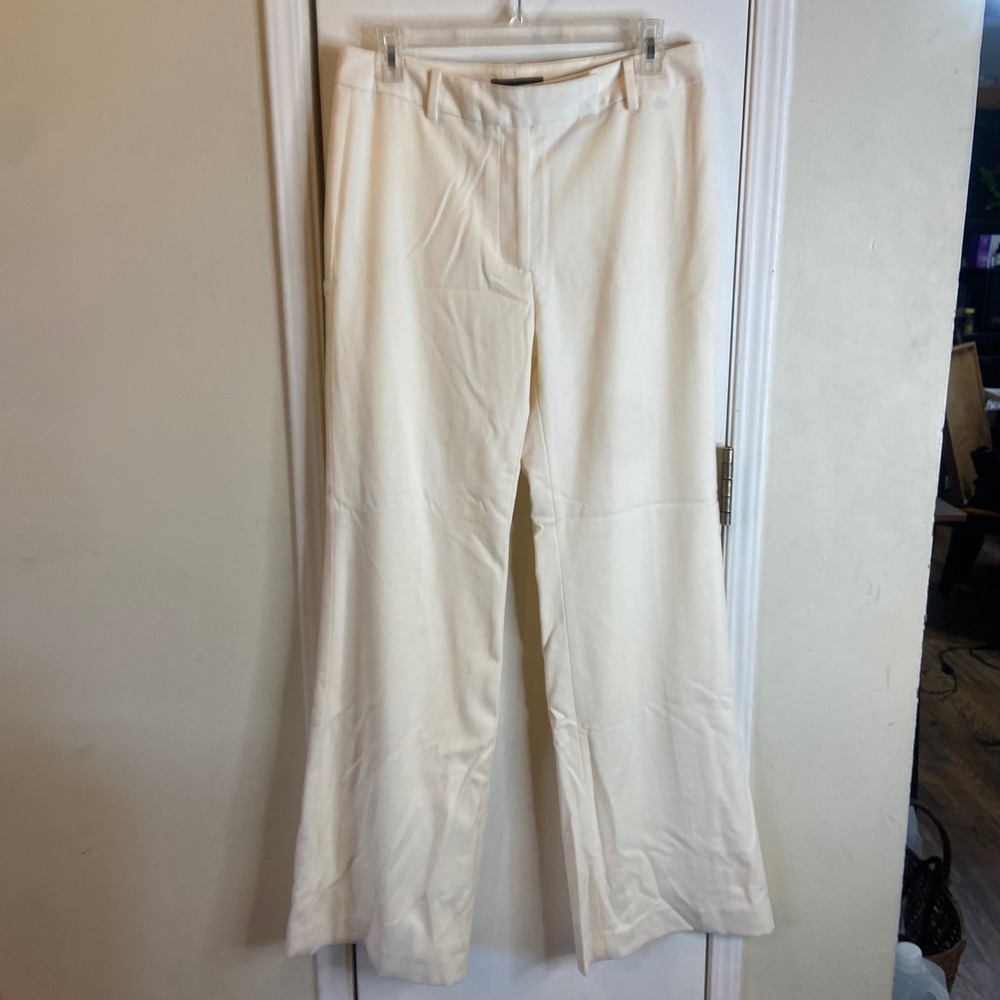 Talbots Heritage Cream Wool Blend Wide Leg Trousers Pants Womens 6 Ivory Classic